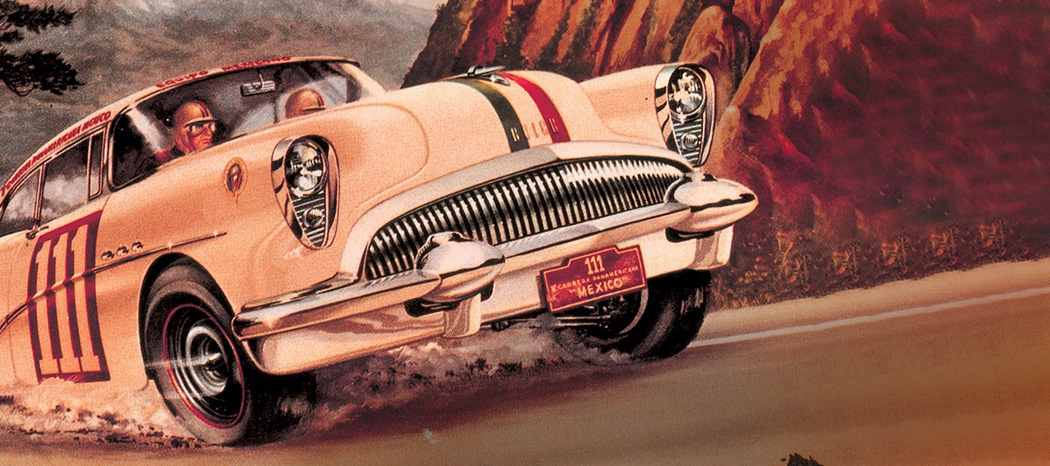 artist rendition of the Carrera Panamericana Mexico road race