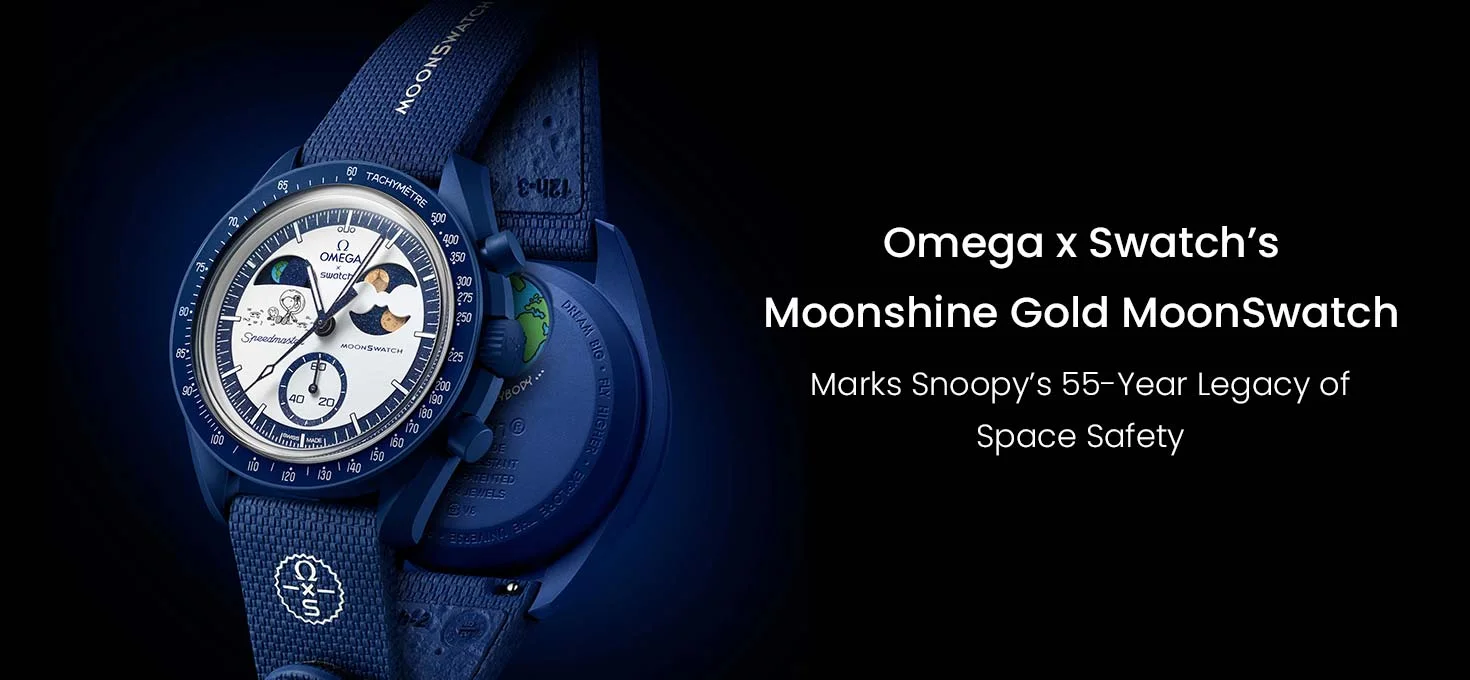 時計 Swatch xOMEGA x Snoopy BIOCERAMIC Navy MISSION TO EARTHPHASE – MOONSHINE GOLD