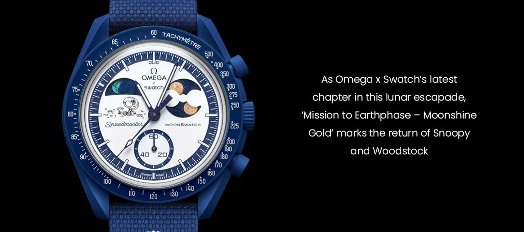 Omega x Swatch Mouonshine Gold MOOSWATCH marque Snoope’s Snoope pour 55 ans de sécurité spatiale – Kapoor Watch.