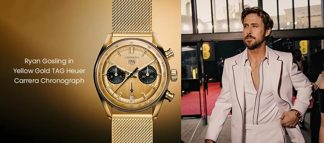 Ryan Gosling, Yellow Gold Tag Heuer Carrera Chronograph