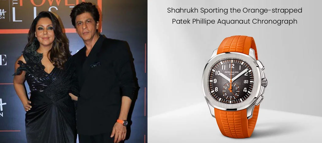 Shahrukh Sporting the Orange-strapped Patek Phillipe Aquanaut Chronograph