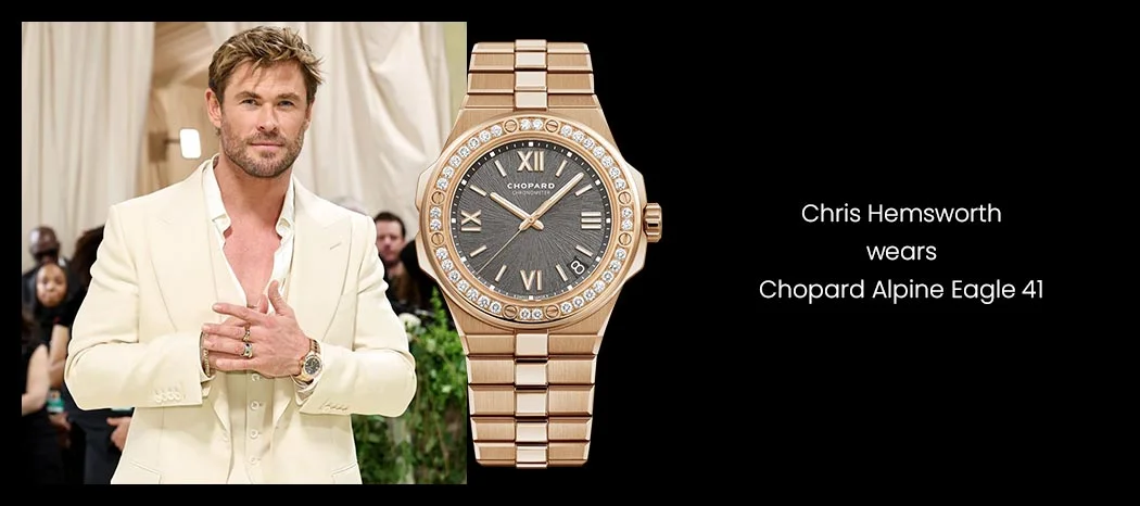 Chris Hemsworth wearing the Chopard Alpine Eagle 41