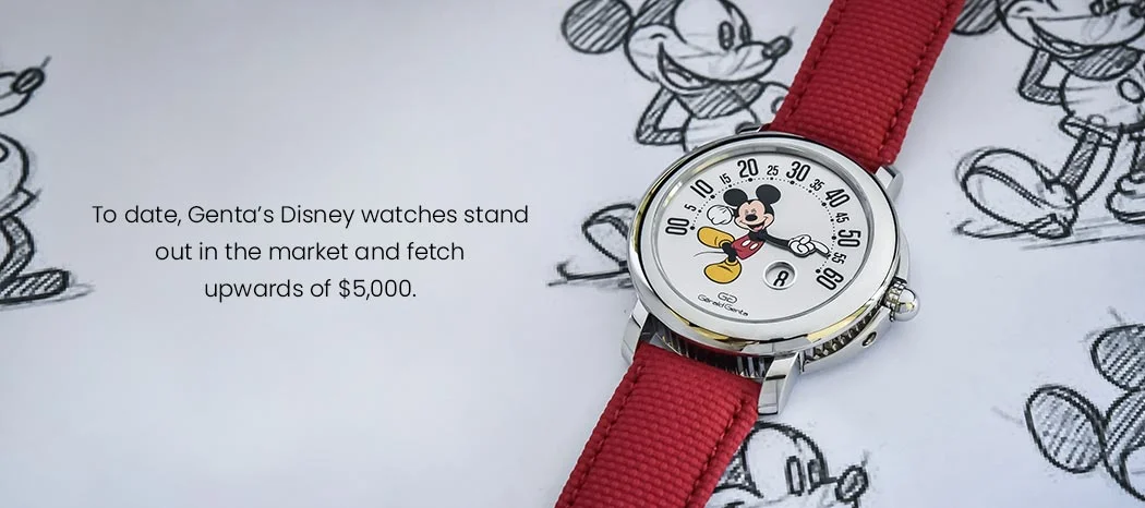 To date, Genta’s Disney watches stand out in the market and fetch upwards of $5,000 
