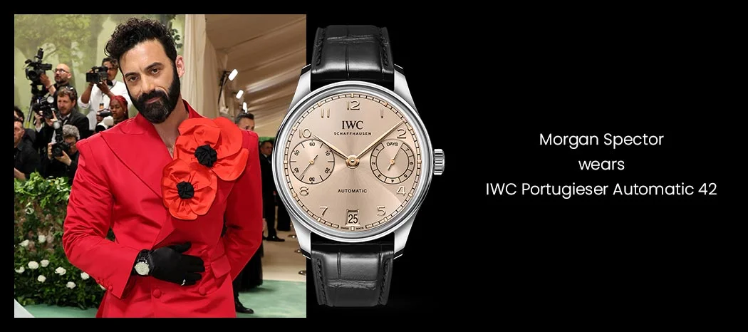 Morgan Spector wearing an IWC Portugieser Automatic 42