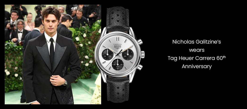 Nicholas Galitzine with TAG Heuer Carrera 60th Anniversary 