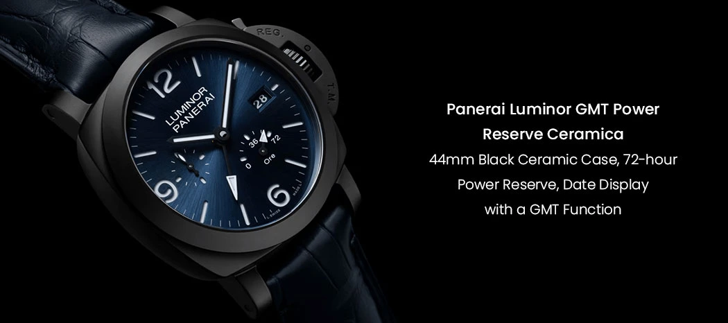 44mm Black Ceramic Case, 72-hour Power Reserve, Date Display with GMT Function