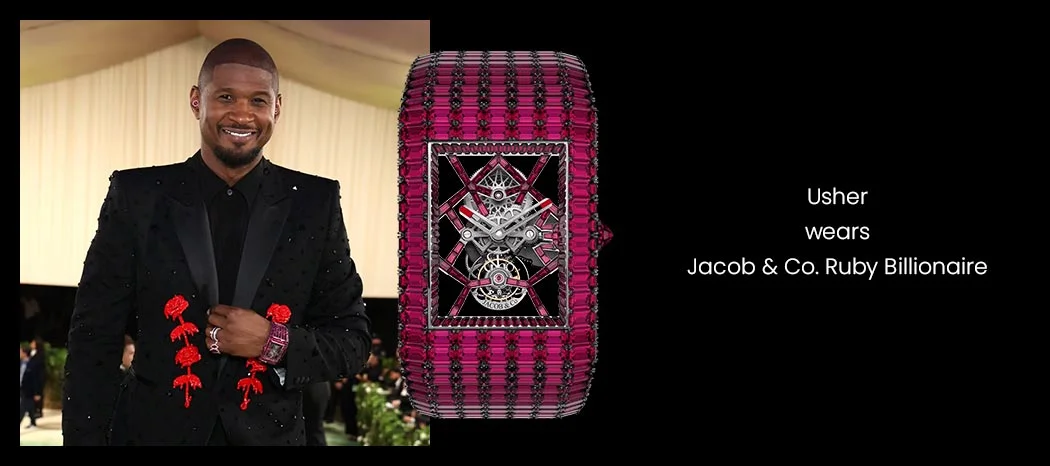 Usher wearing a Jacob & Co Ruby Billionaire III