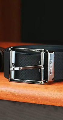 Horseshoe buckle blue 35 mm leather belt - Luxury Belts