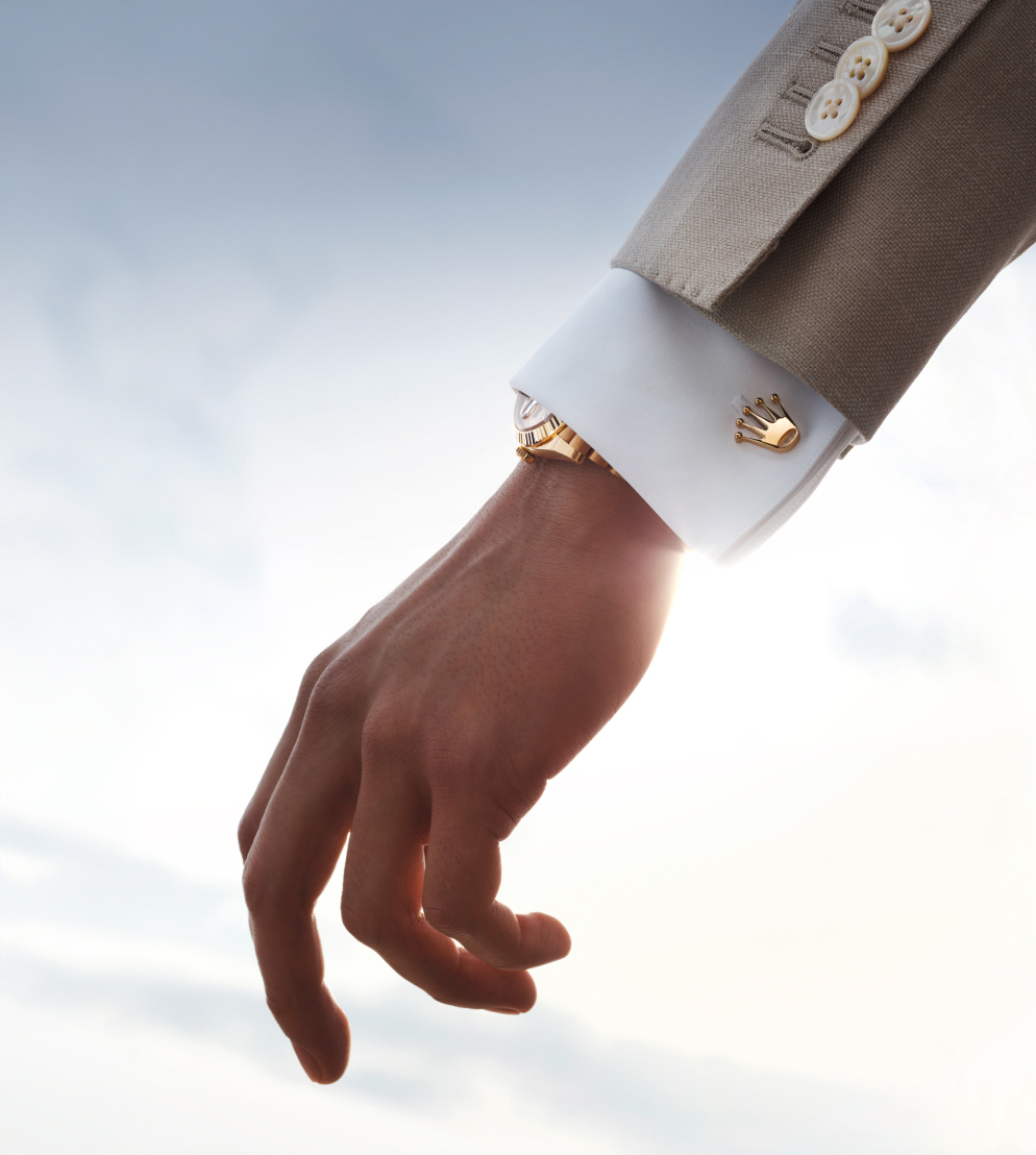 Rolex ‘Crown’ cufflink - Hand Shot