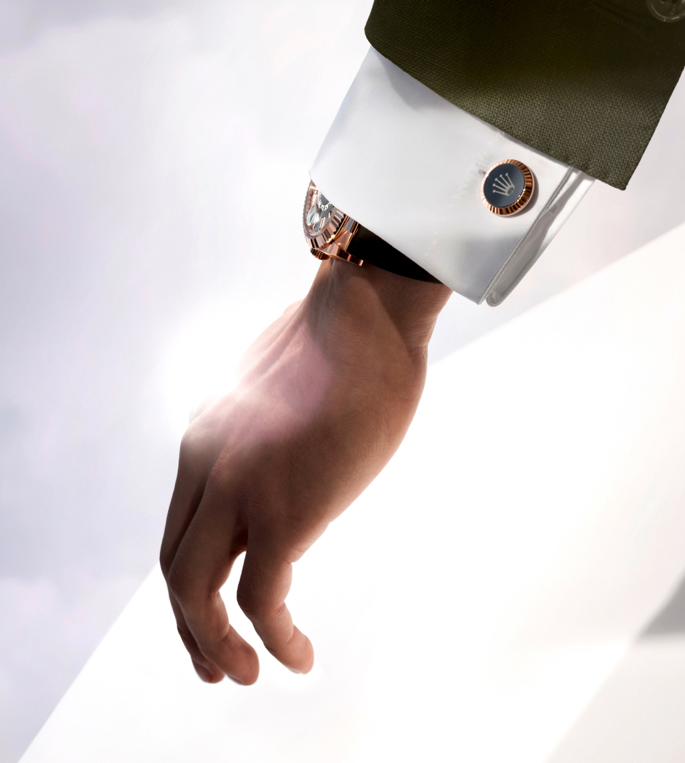 Rolex ‘Fluted’ cufflinks - Hand Shot