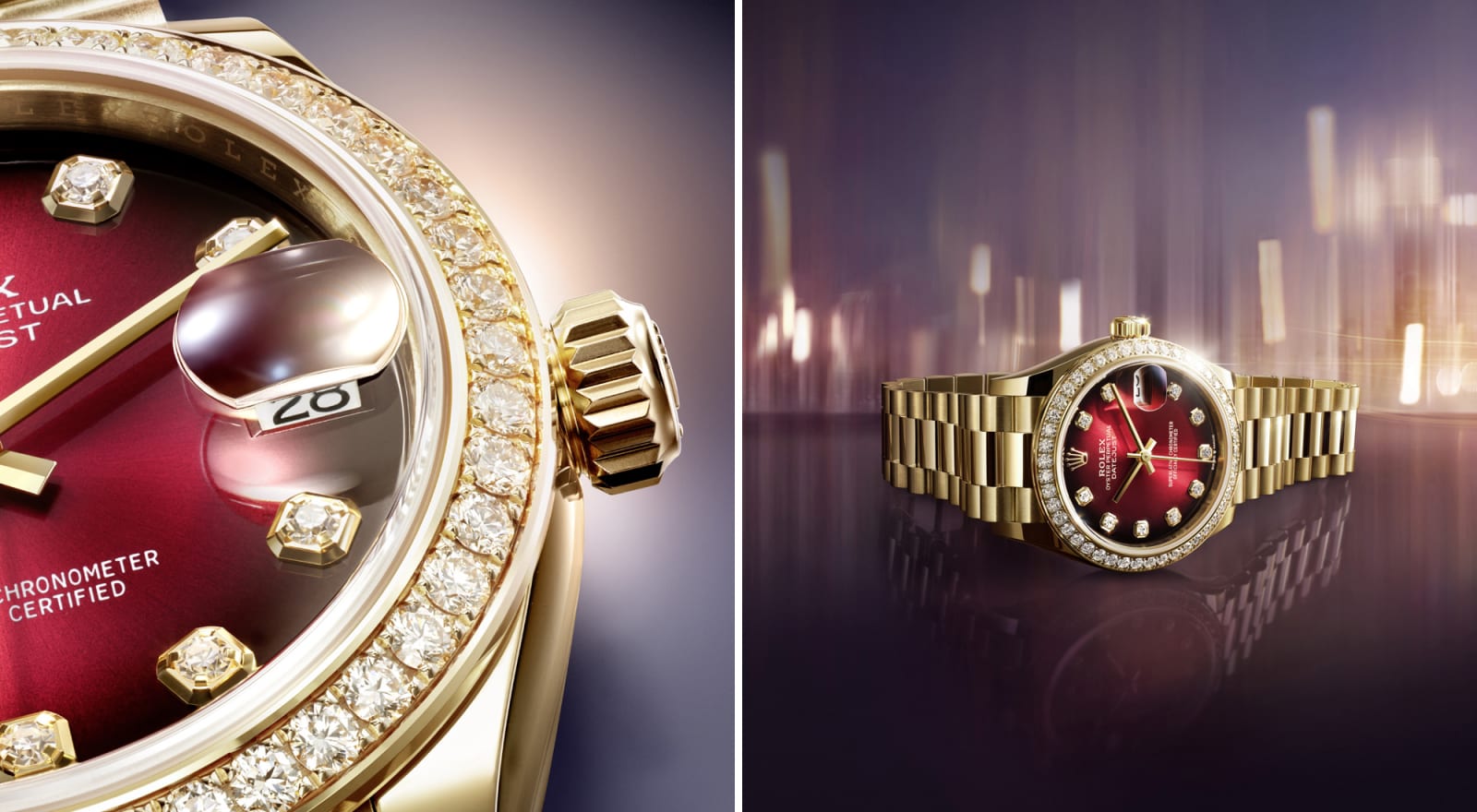 Rolex Datejust Oyster, yellow gold and diamonds