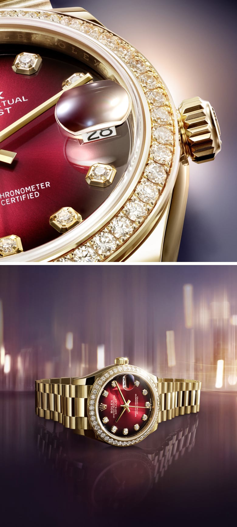 Rolex Datejust Oyster, yellow gold and diamonds