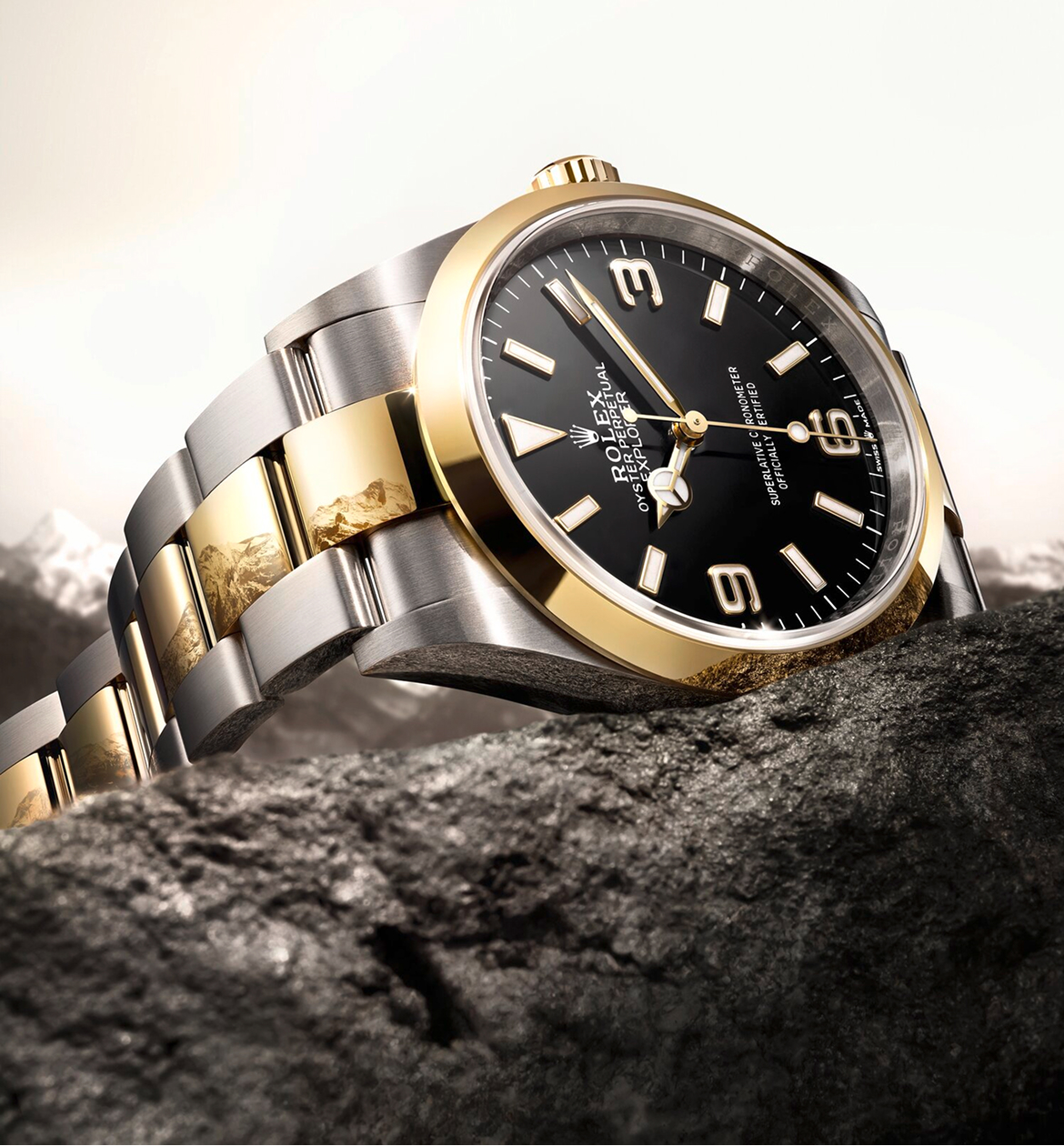 Rolex Explorer Oyster, Oystersteel and yellow gold